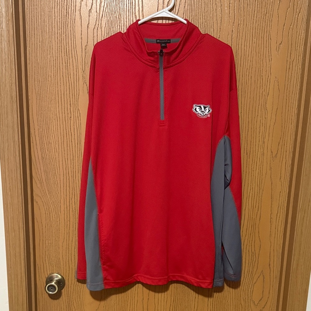 Red and Gray University of Wisconsin Men's 1/4 zip